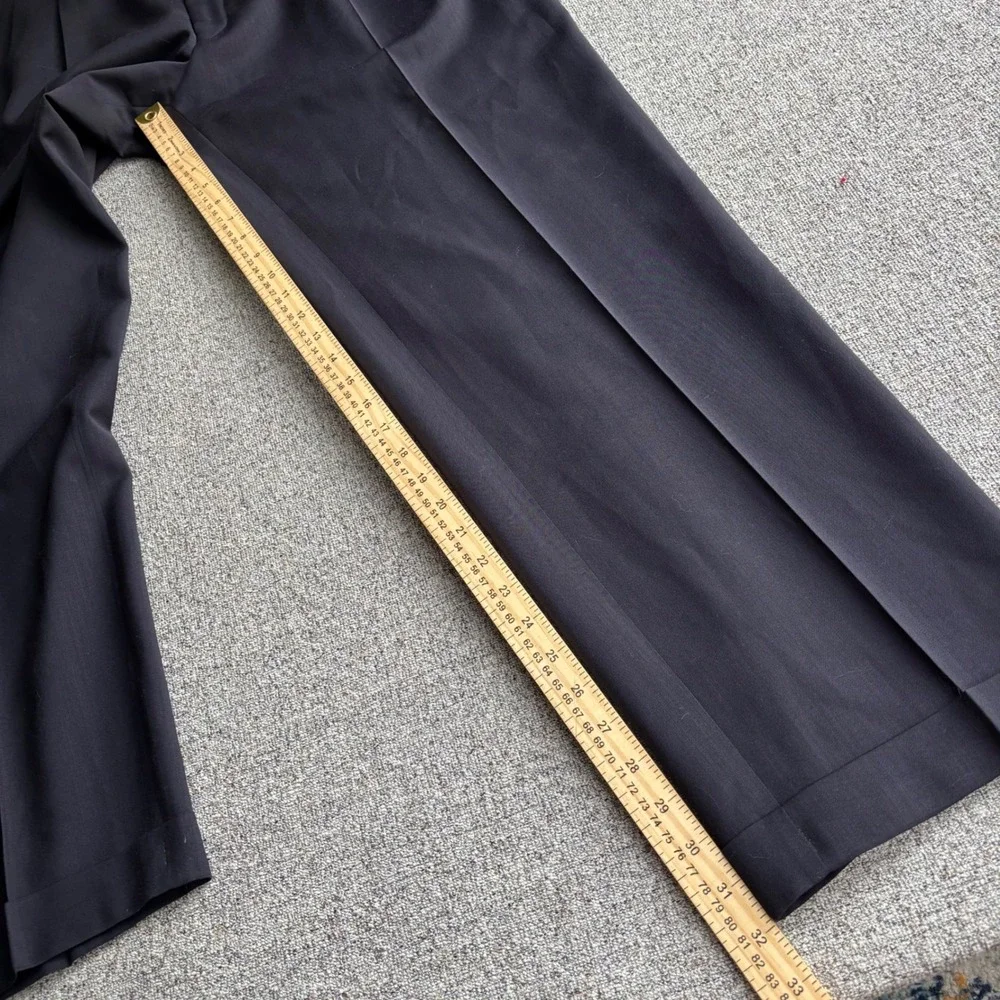Giorgio Sanetti Dress Pants Mens 36x32 Pleated Dark Navy Super 100s Merino Wool